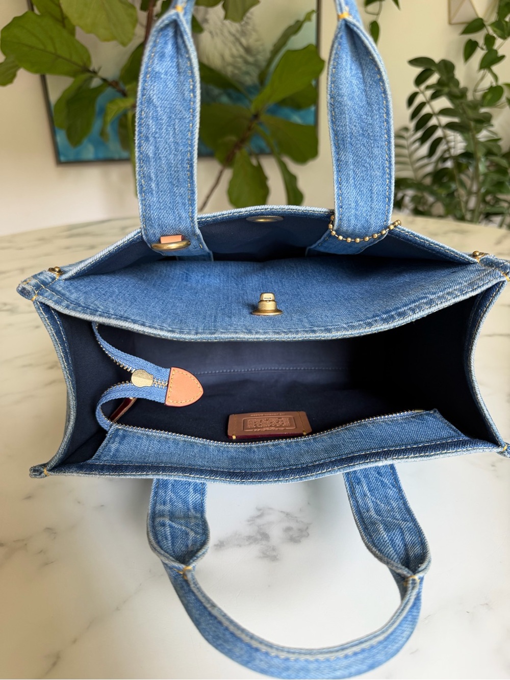 COACH Cargo Tote Bag 26 Denim Indigo Blue CR659 Crossbody - Picture 11 of 16